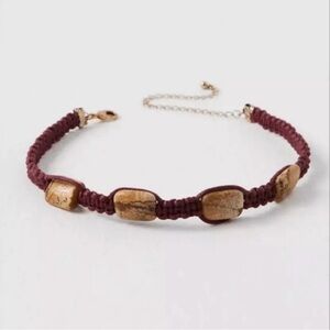Free People Braided Choker Adjustable Y2K Burgundy Real Stones Sweet Caroline